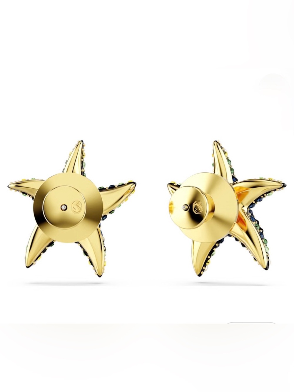 Swarovski Gold Starfish Stud Earrings - Picture 2 of 14